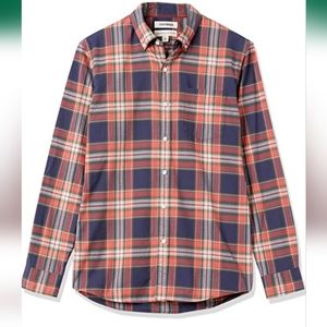 Goodthreads Men's Standard-Fit Long Sleeve Oxford Shirt, Navy/Red